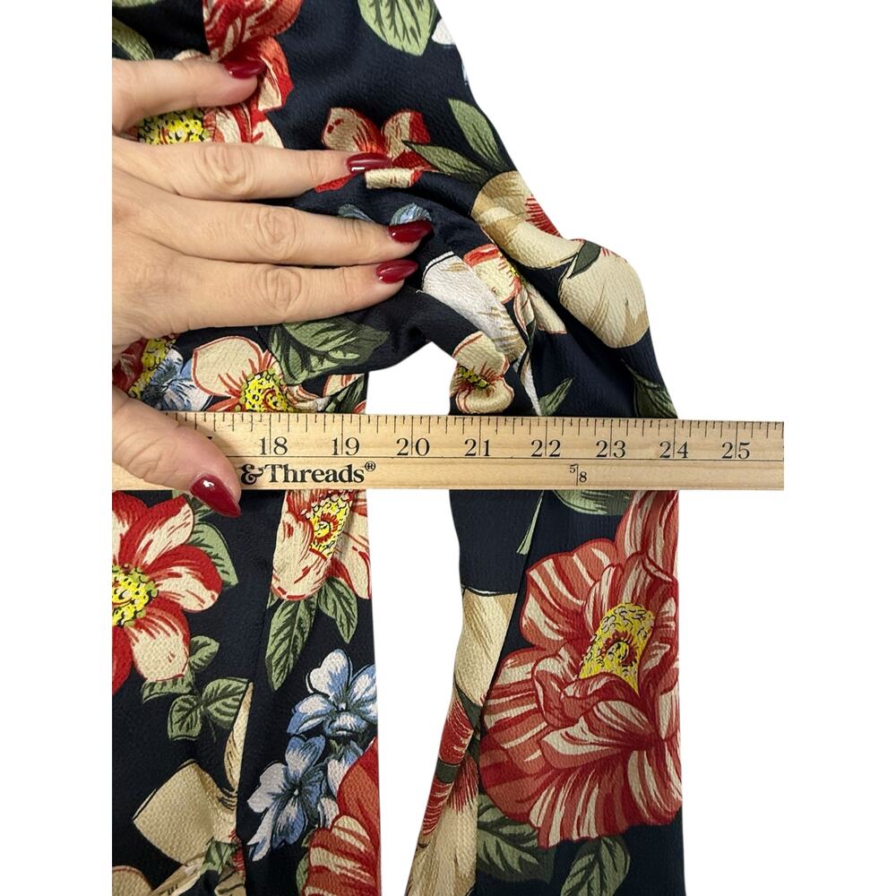 ZARA Basic Floral Print Belted Blazer Jacket Small Tropical Botanical Statement - Picture 8 of 9